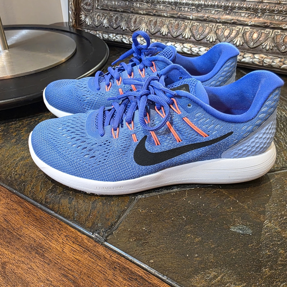 Nike Lunarglide 8 - Blue w/ Black & Orange Accent.  Size 9